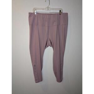 Mauve Purple High Waist Active Leggings Ankle Zip Pocket Size 3XL